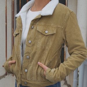 Blue corduroy fur jacket